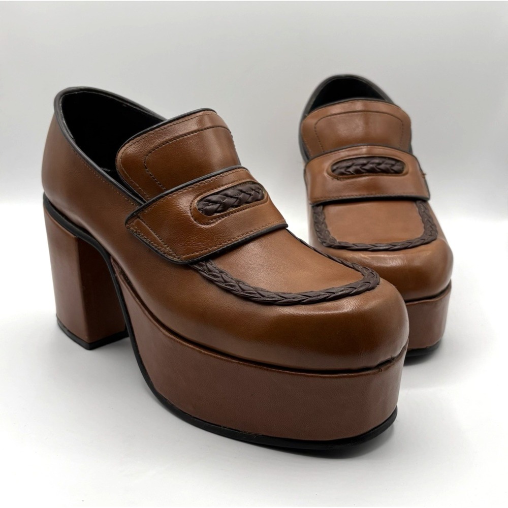 Vintage "RARE" FLAGG BRO'S‎ Platform Shoes Men's Size 7 Brown Faux Leather